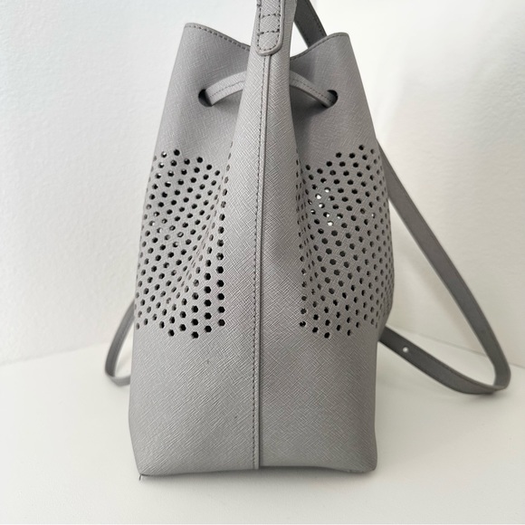 Kenneth Cole Perforated Leather Bucket Bag in Grey - Picture 4 of 9